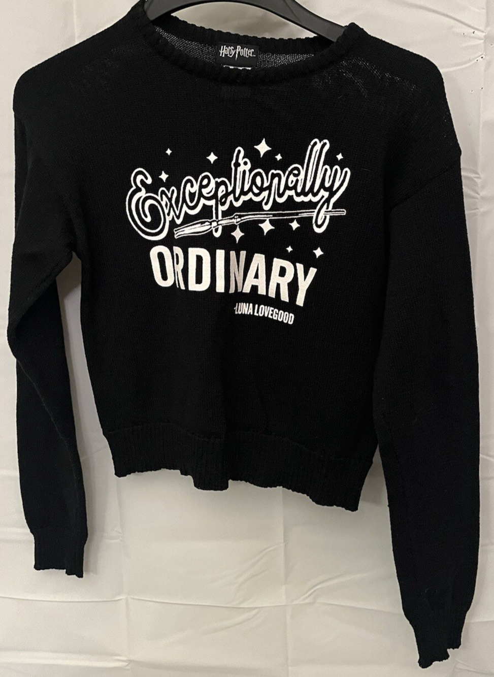 Harry Potter Exceptionally Ordinary Sweater Womens Small Black Luna Lovegood Kni